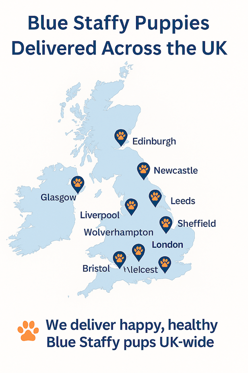 An alert and playful blue Staffy puppy ready to explore, representing blue Staffy puppies available near me for families across the UK.