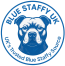 Blue Staffy UK logo with a blue Staffordshire Bull Terrier head in a circular design, featuring the brand name and tagline.
